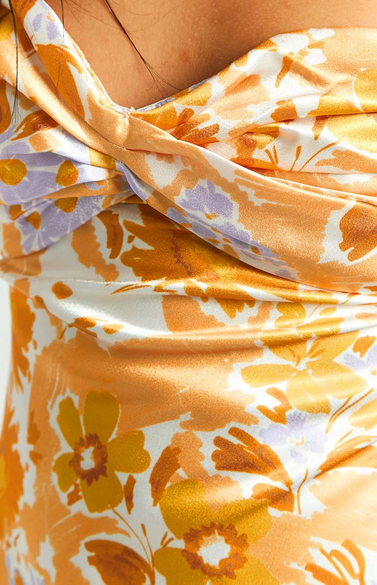 Ashley Orange Floral Formal Maxi Dress — 6