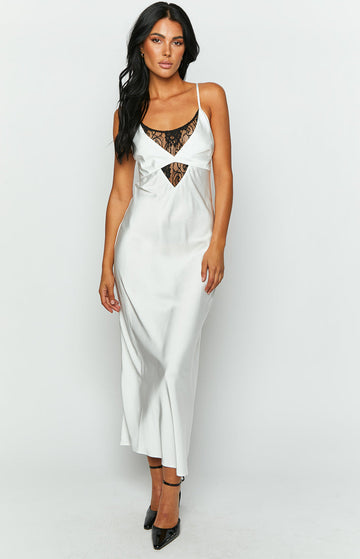 Elery White Contrast Midi Dress — 1