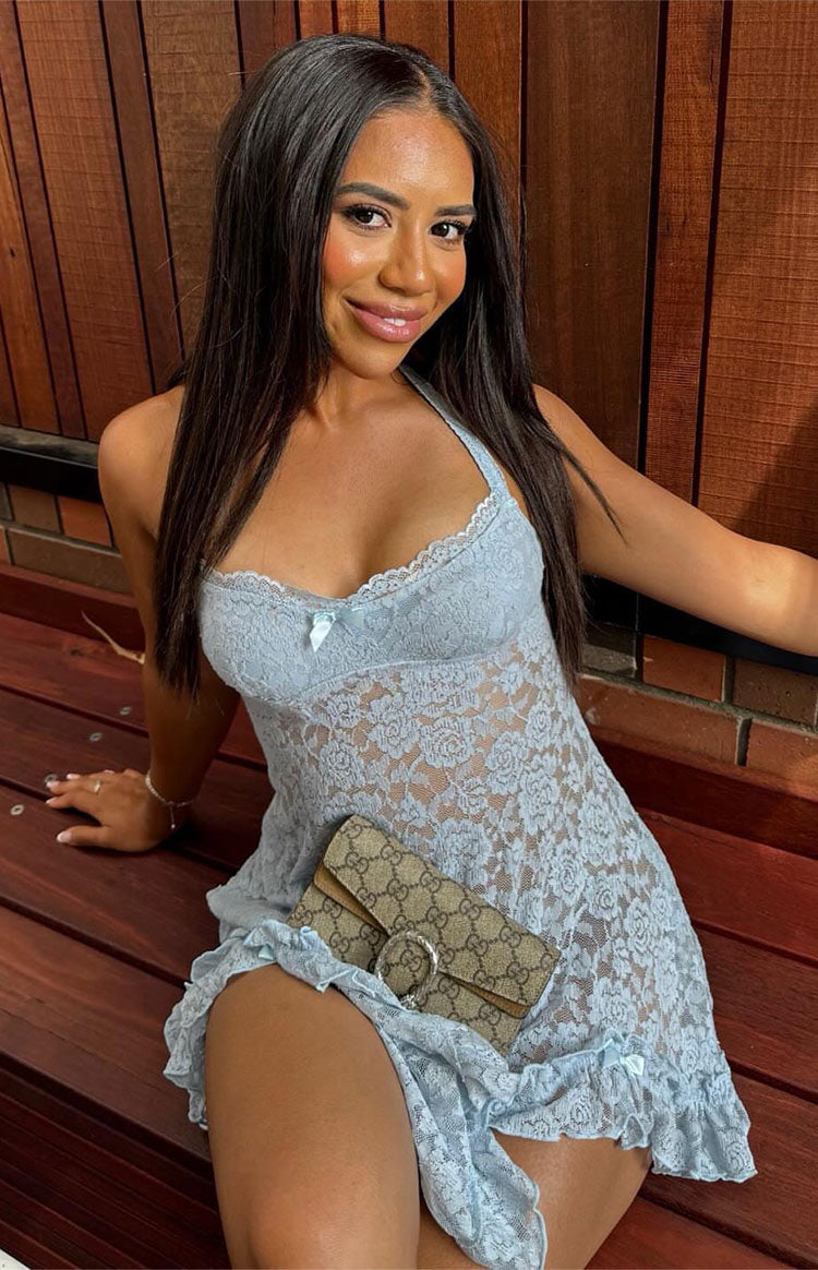 All Mine Blue Lace Mini Dress — 16