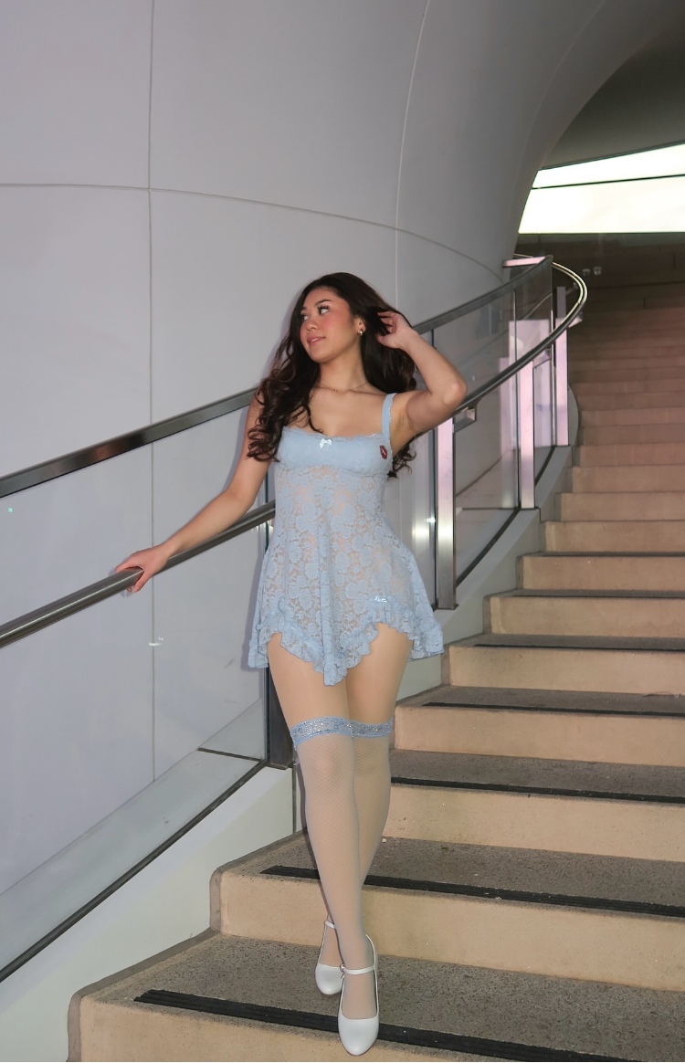 All Mine Blue Lace Mini Dress — 17