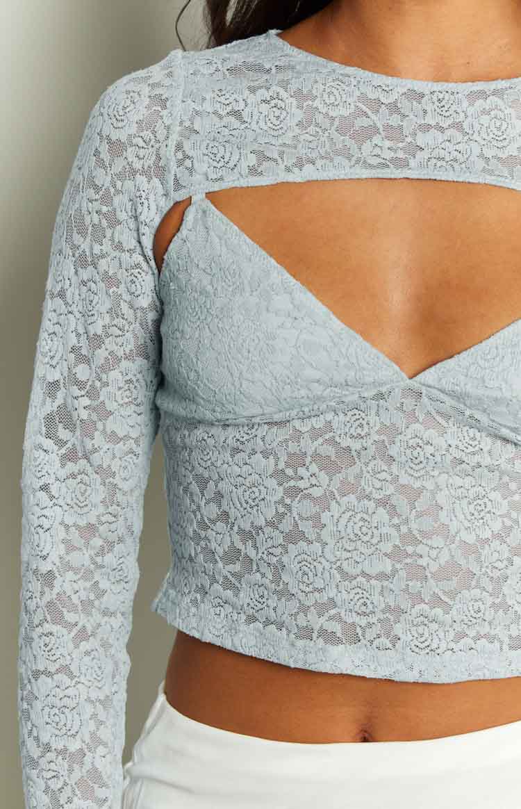 Here With Me Blue Lace Cami and Shrug Set — 9