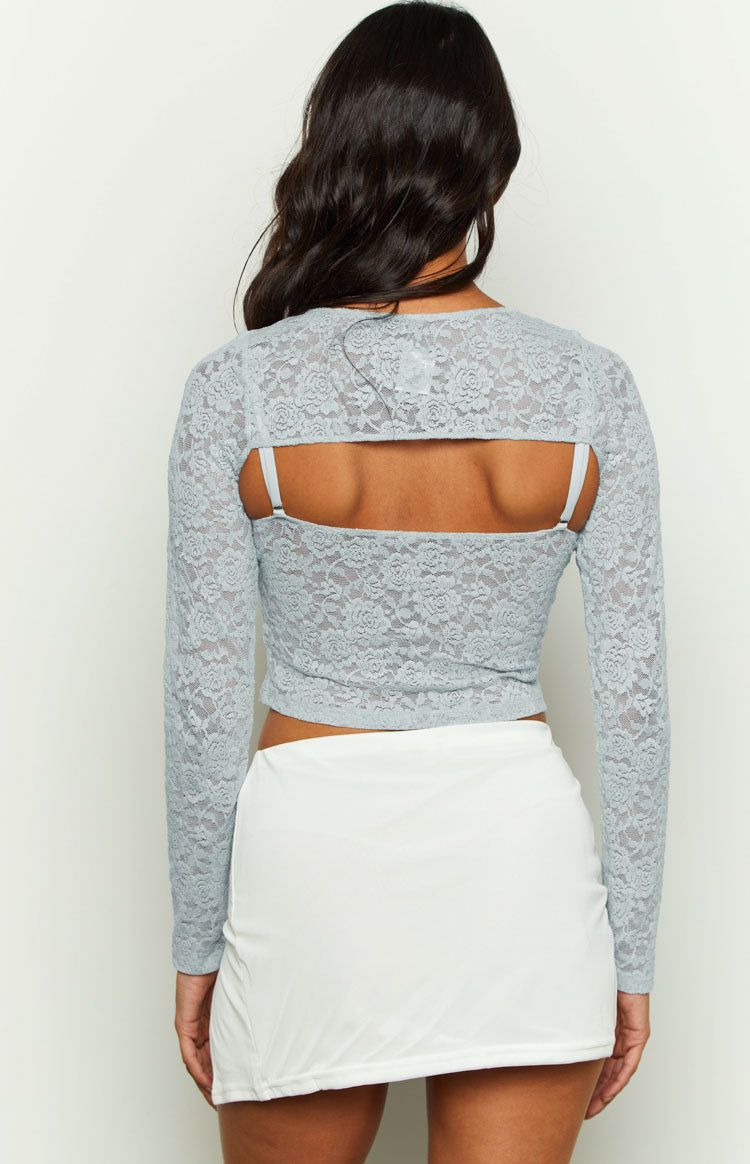 Here With Me Blue Lace Cami and Shrug Set — 6