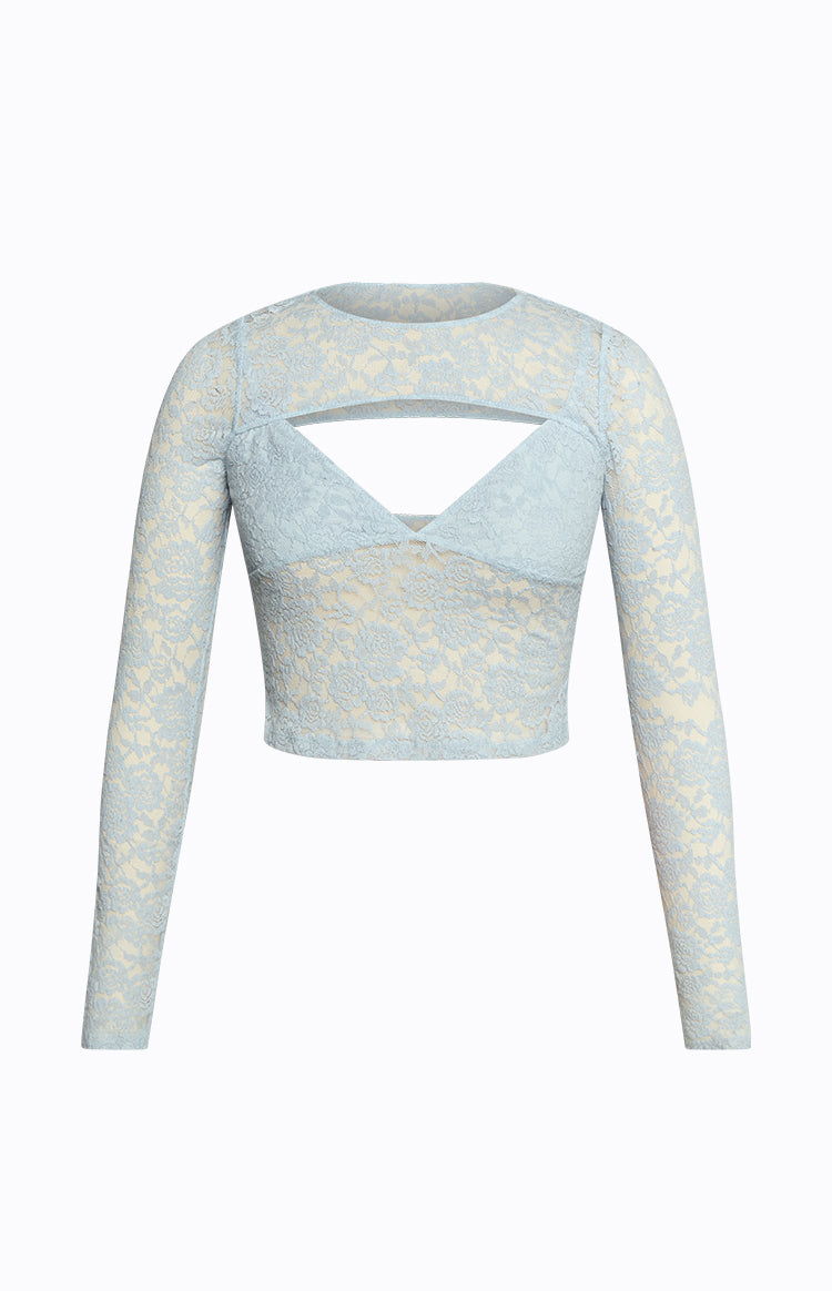 Here With Me Blue Lace Cami and Shrug Set — 8