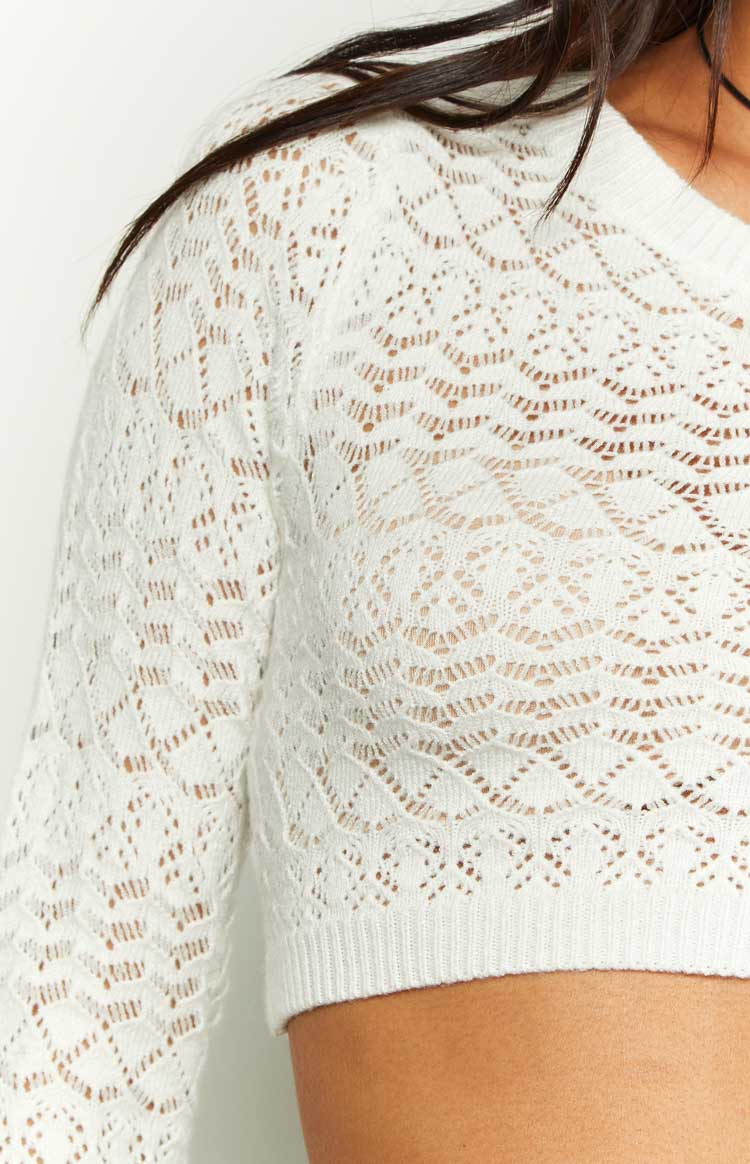 Lorri White Knit Ruffle Top — 7