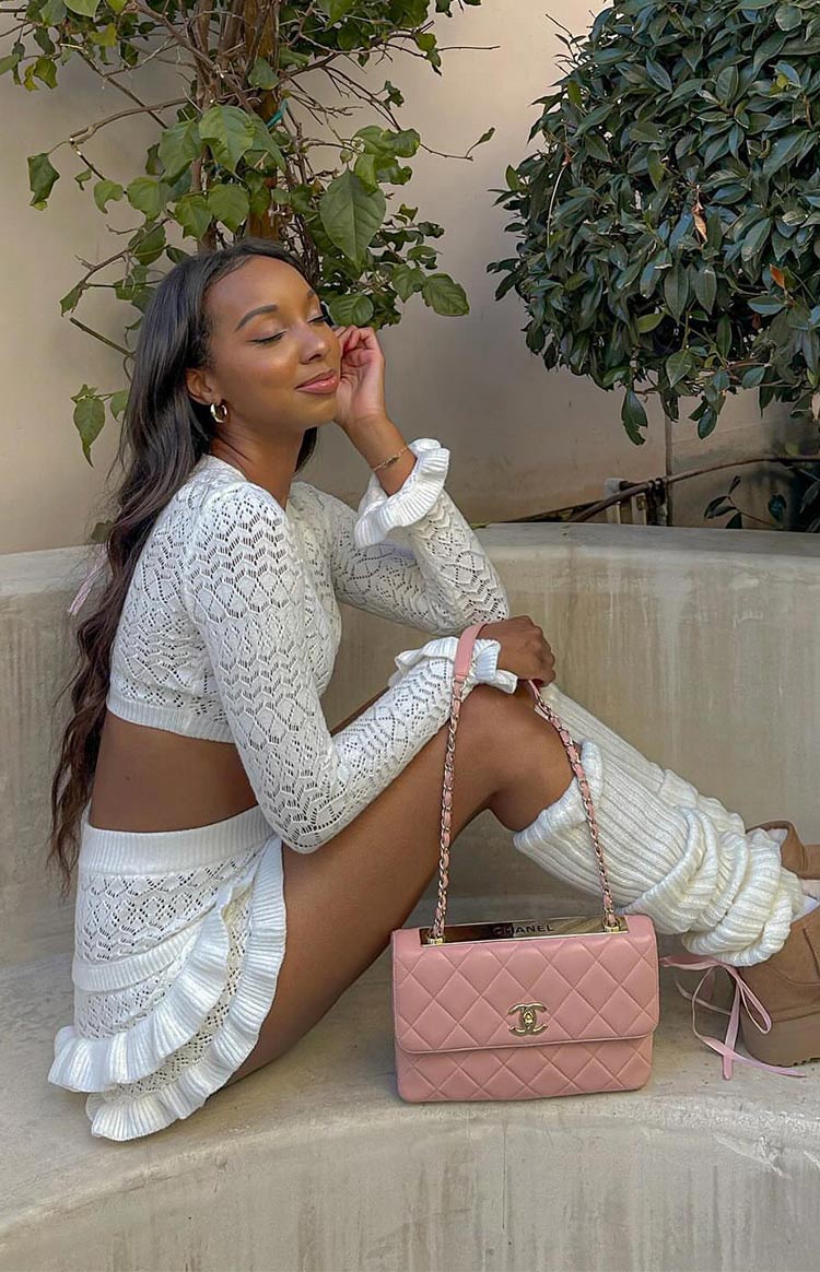 Lorri White Knit Ruffle Top — 10