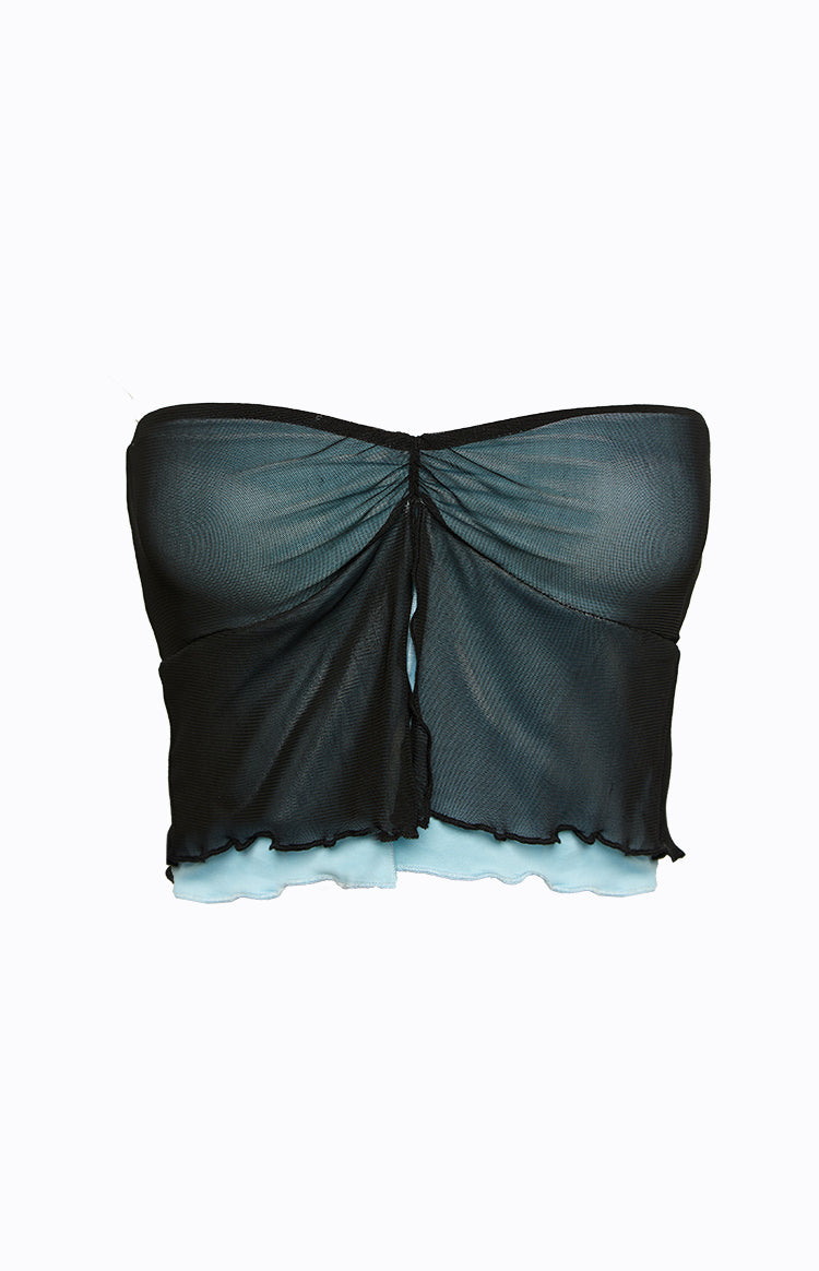 Taytum Blue Contrast Mesh Top — 6