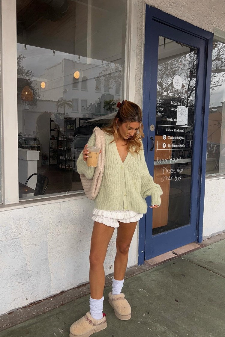 Lorri White Knit Ruffle Shorts — 14