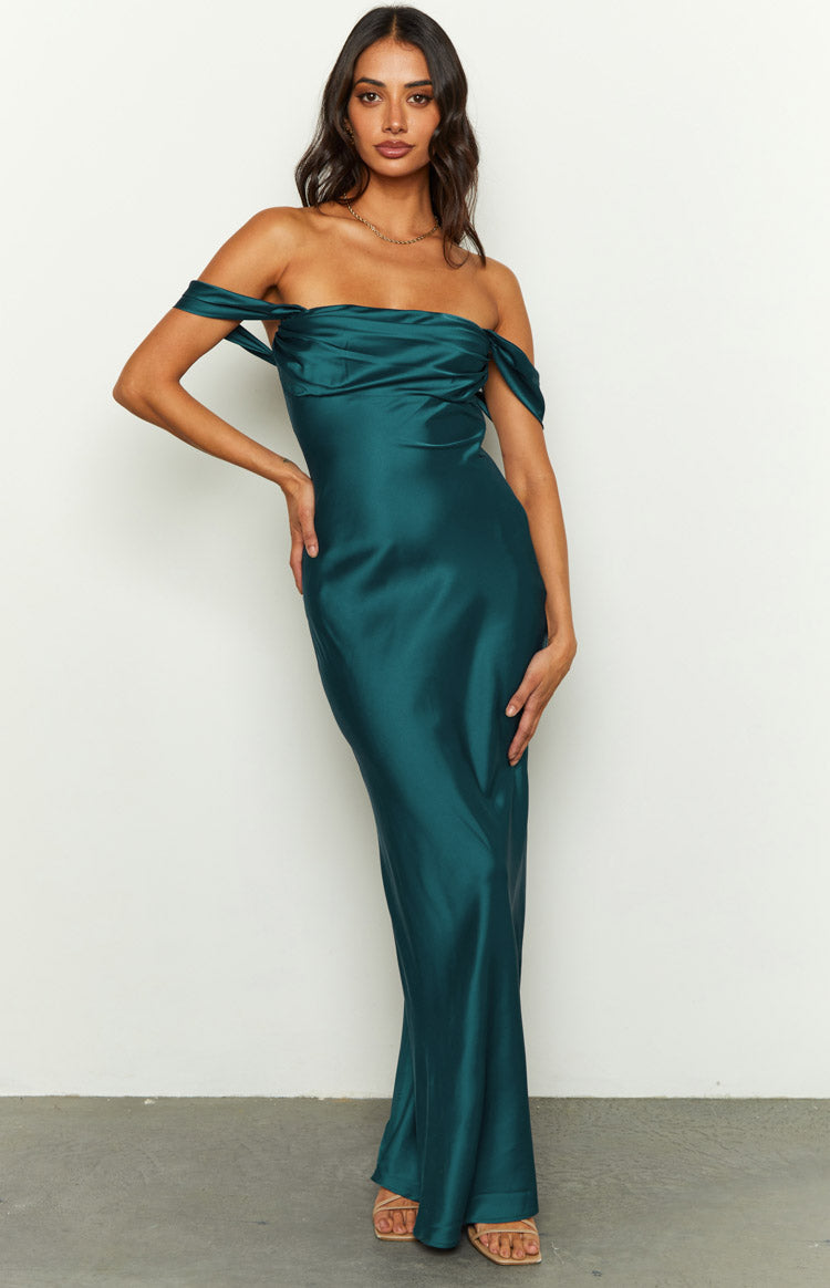 Ella Teal Off Shoulder Formal Maxi Dress — 2