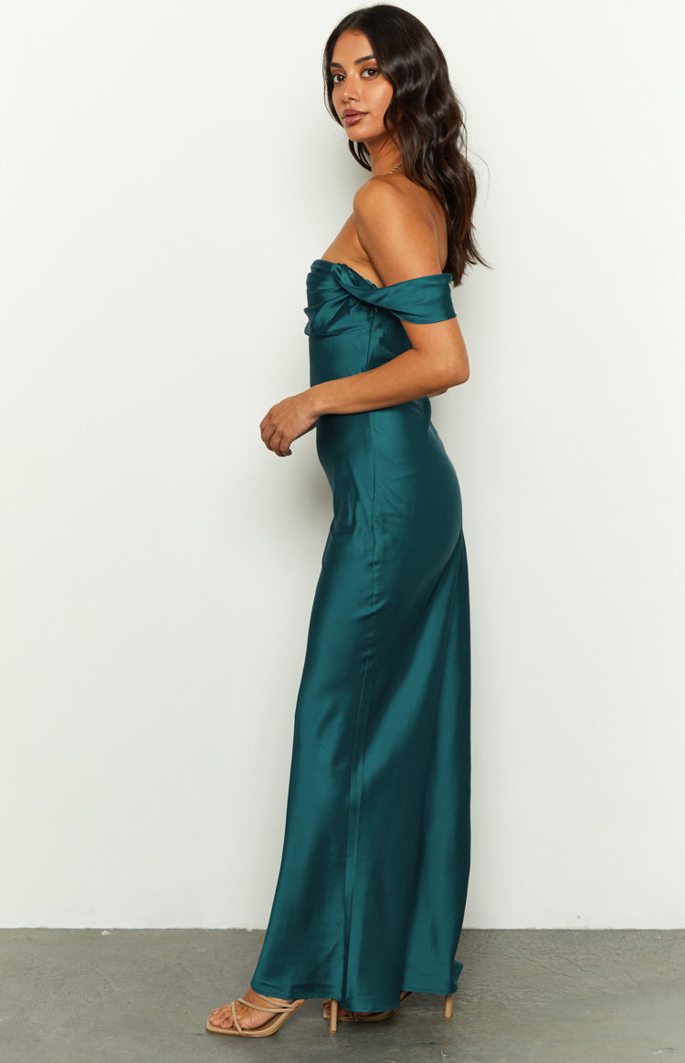 Ella Teal Off Shoulder Formal Maxi Dress — 9