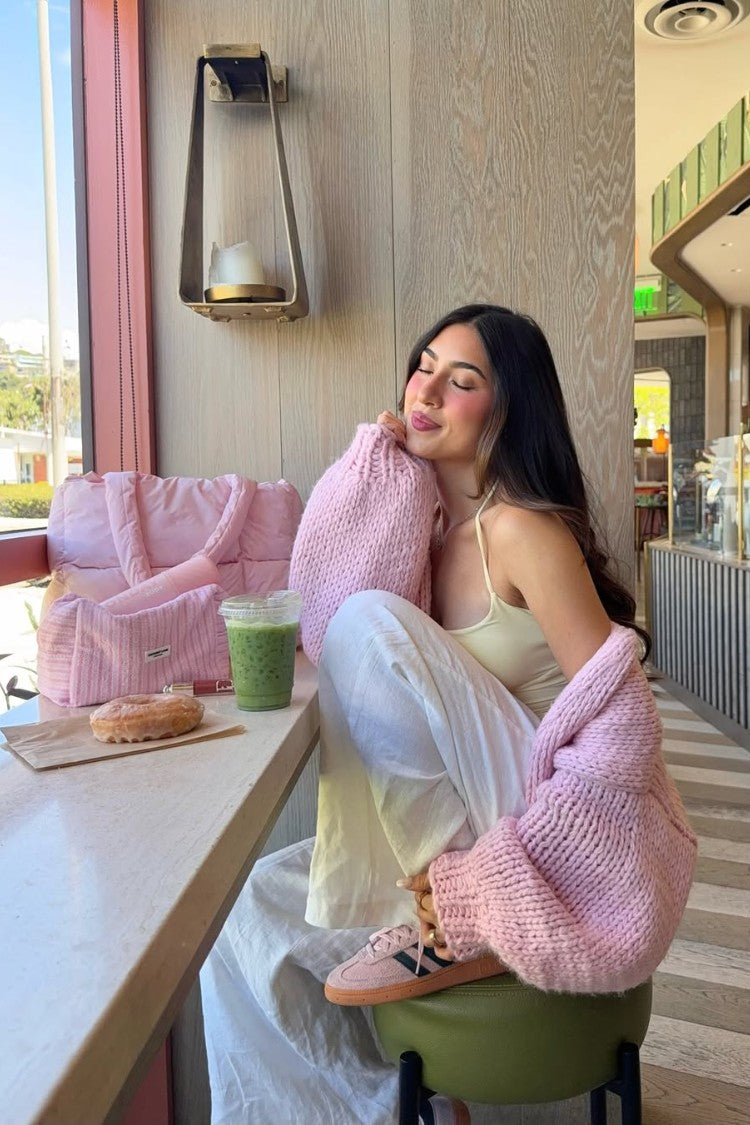 Sorbet Pink Chunky Cardigan — 1