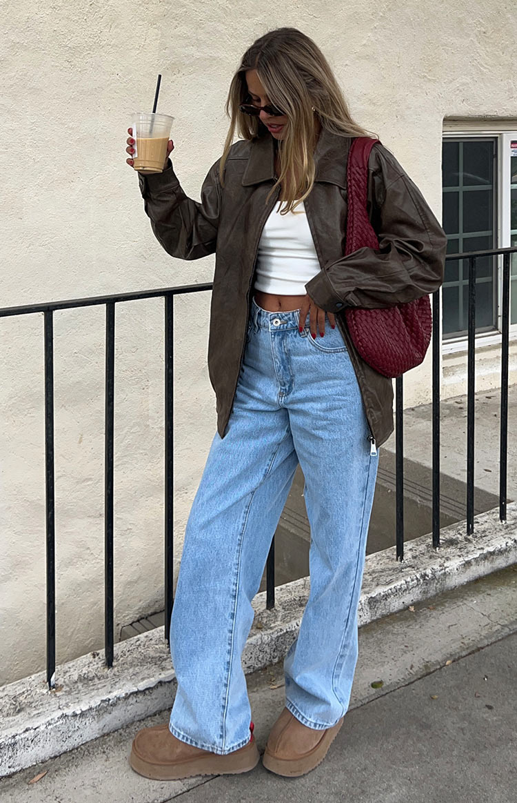 Abbi PU Vintage Brown Bomber Jacket — 33