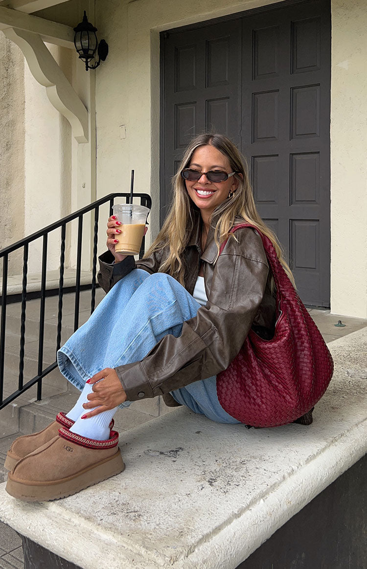 Abbi PU Vintage Brown Bomber Jacket — 34