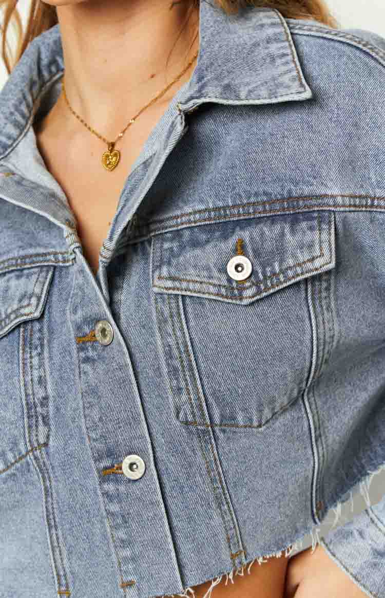 Helena Mid Wash Denim Cropped Jacket — 6