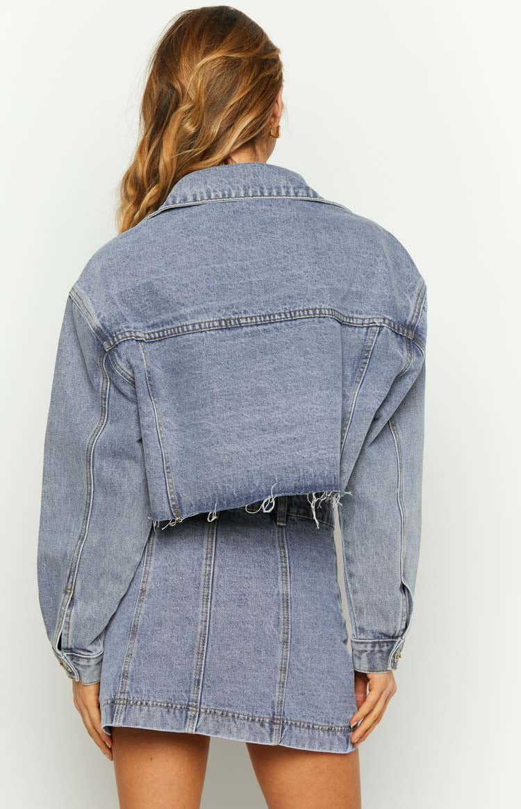 Helena Mid Wash Denim Cropped Jacket — 5