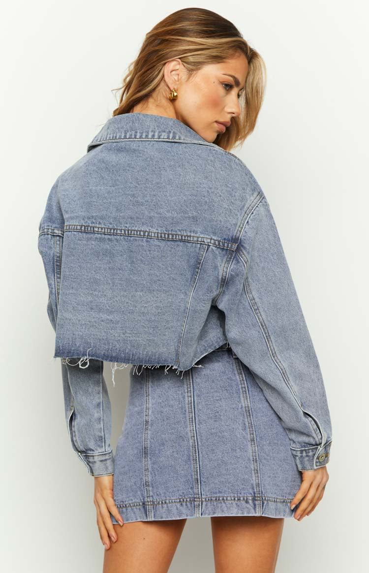 Helena Mid Wash Denim Cargo Mini Skirt — 5