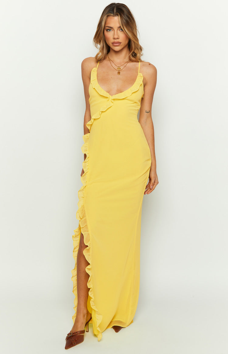 Nahanee Yellow Ruffle Maxi Dress — 2
