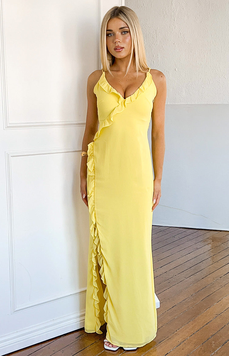 Nahanee Yellow Ruffle Maxi Dress — 3
