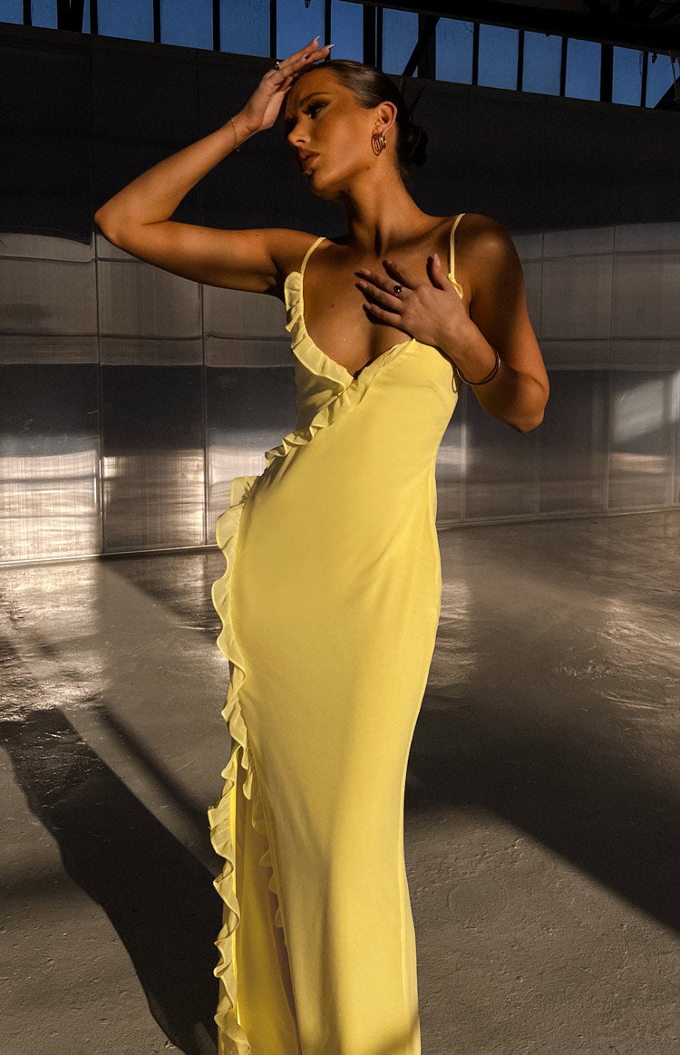 Nahanee Yellow Ruffle Maxi Dress — 10