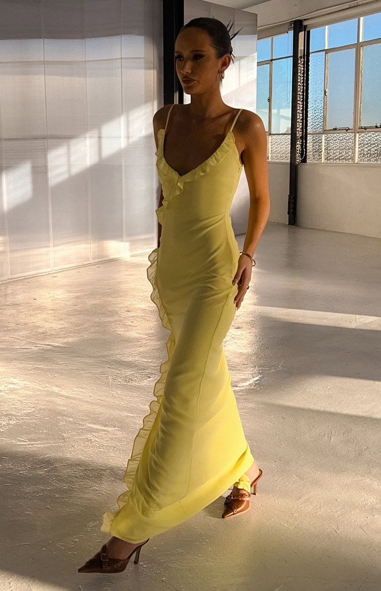 Nahanee Yellow Ruffle Maxi Dress — 11