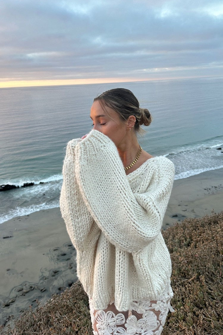 Delvey Cream Chunky Knit Sweater — 1