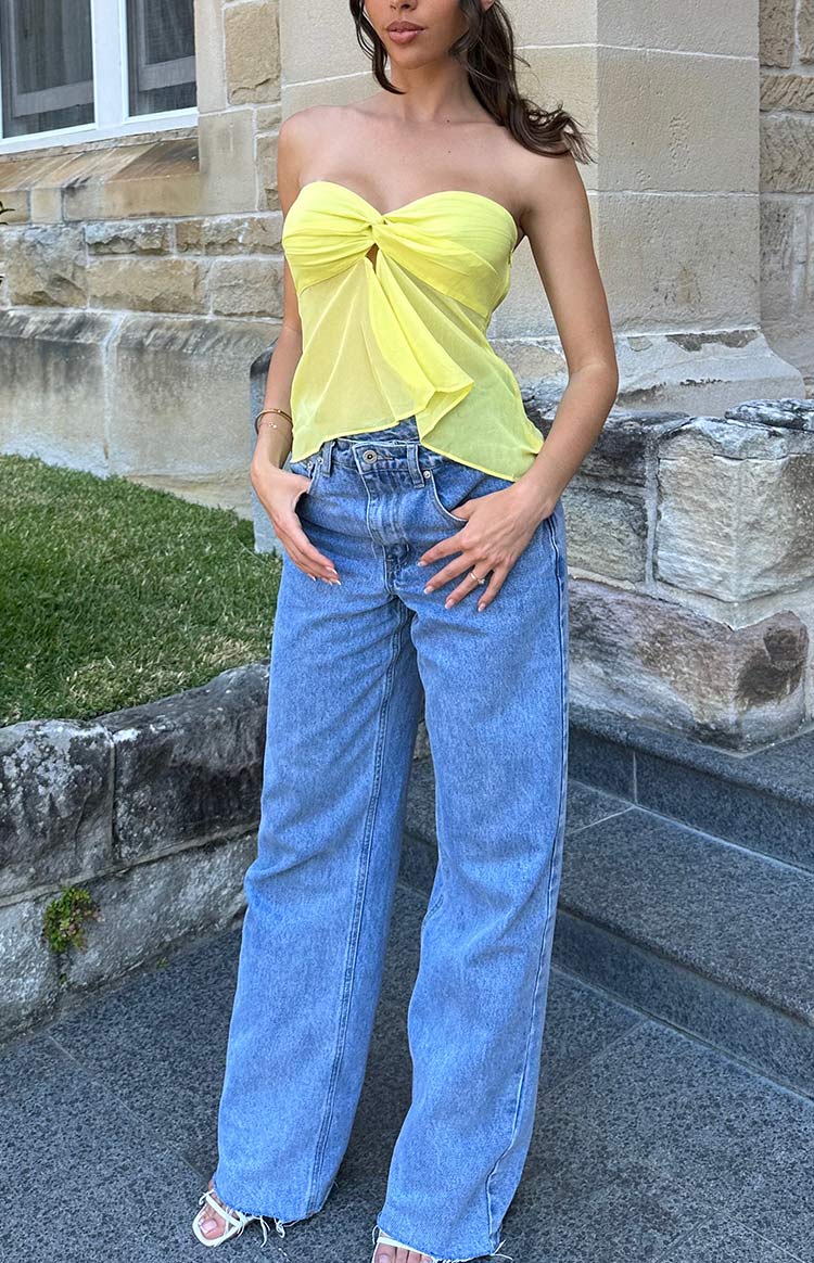 Jacqulin Yellow Strapless Top — 7