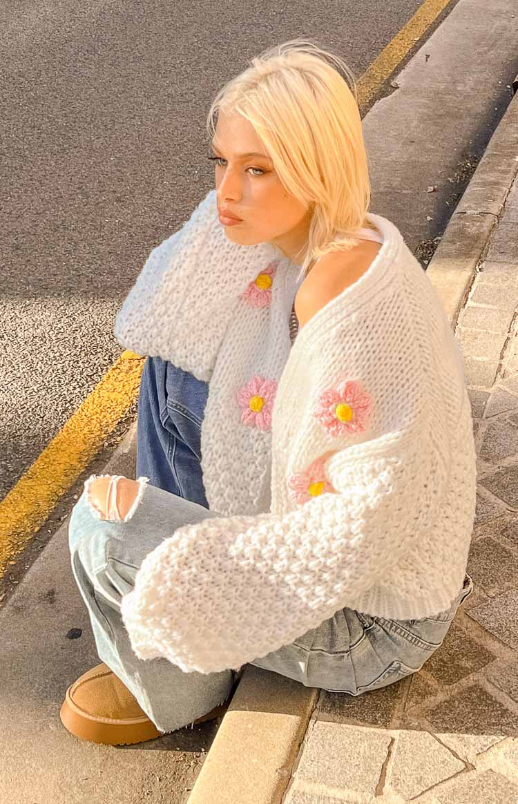 Luella White Flower Knit Cardigan — 19