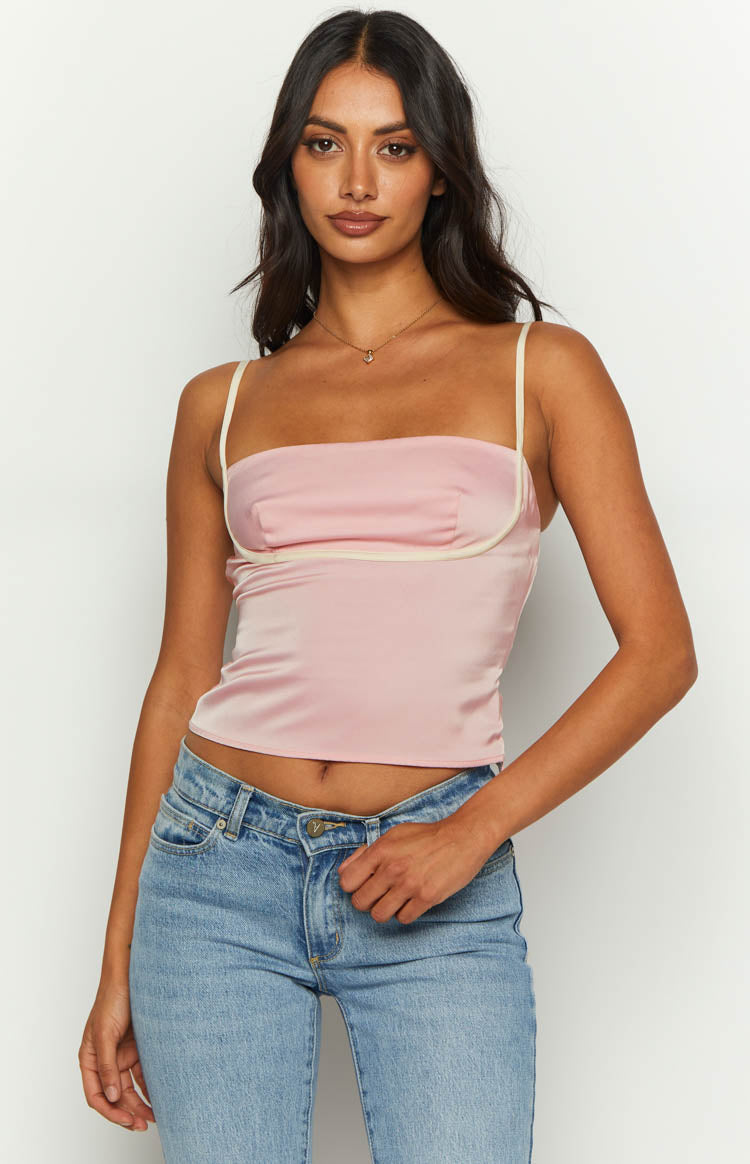 Tamra Pink Low Back Top — 1