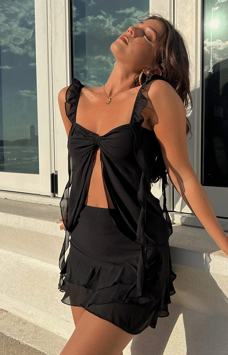 Caspian Black Chiffon Top — 1