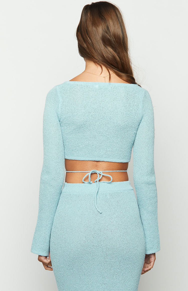 Laila Blue Long Sleeve Knit Top — 4
