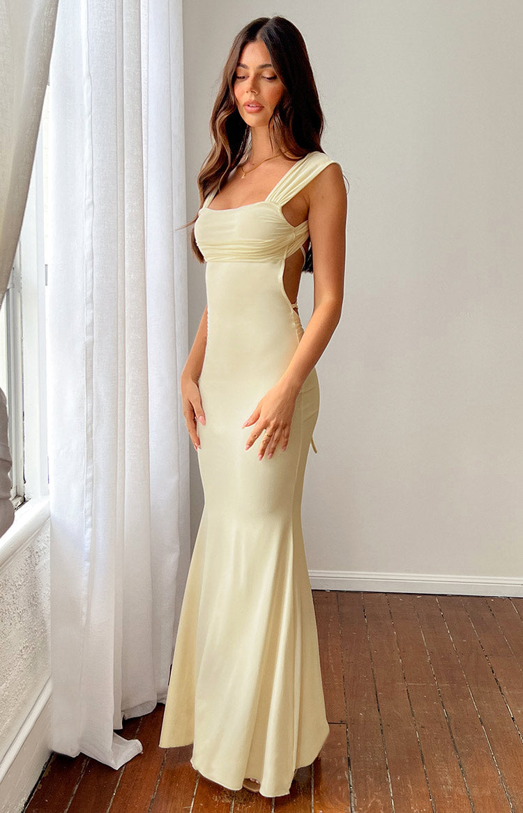 Beverley Cream Mesh Maxi Dress — 11