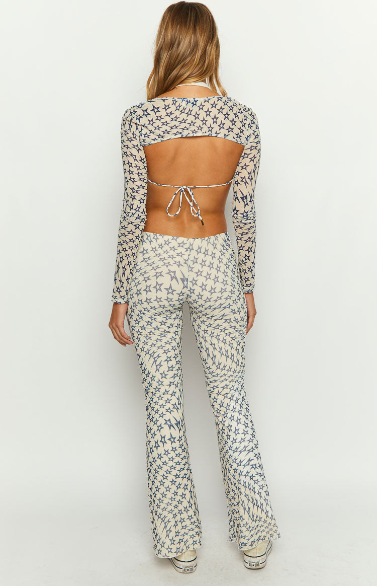 Avalon Star Print Mesh Mid Rise Pants — 5