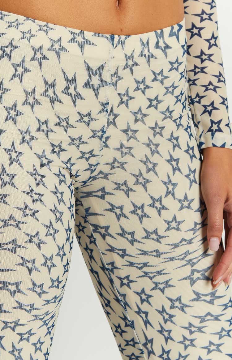 Avalon Star Print Mesh Mid Rise Pants — 6