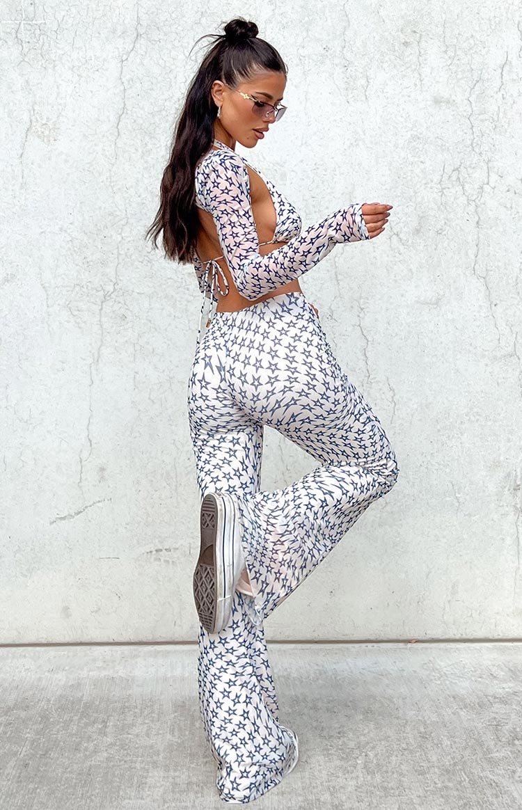 Avalon Star Print Mesh Mid Rise Pants — 8