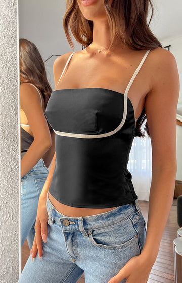 Tamra Black Low Back Top — 1