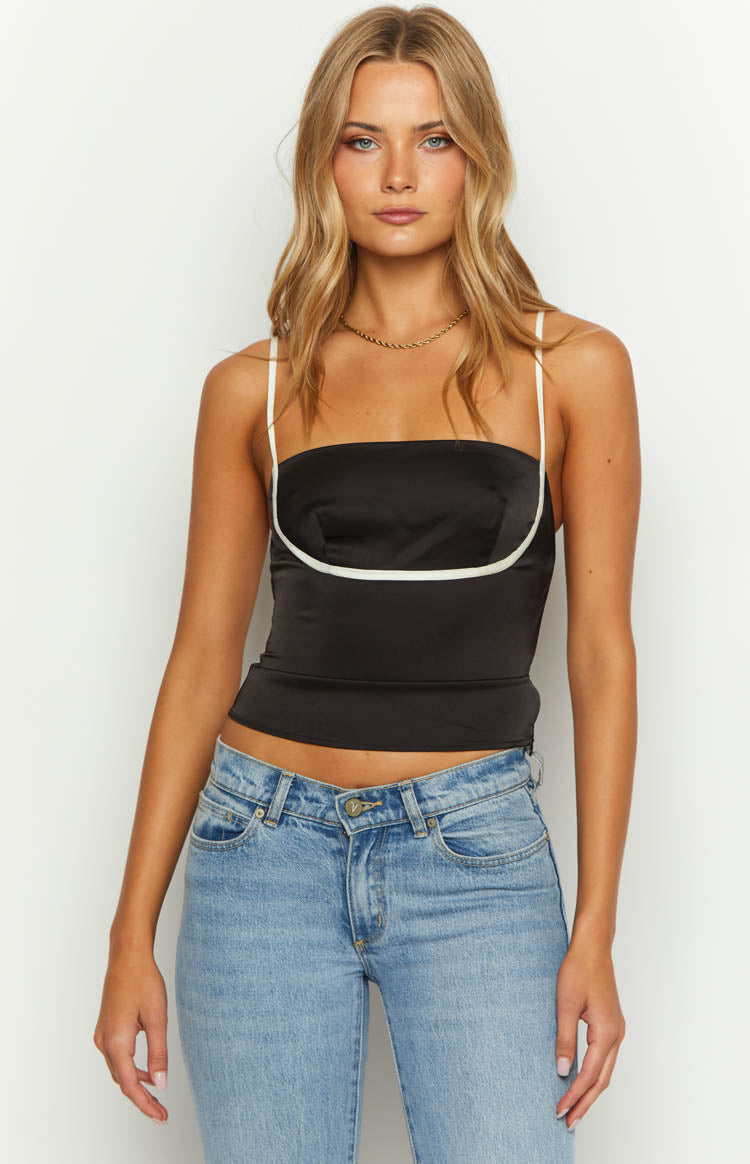 Tamra Black Low Back Top — 2