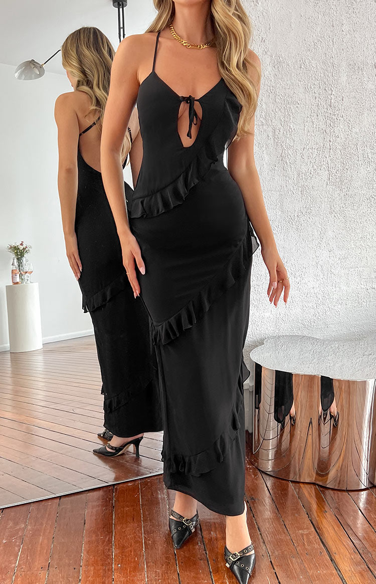 Naomi Black Chiffon Maxi Dress — 5
