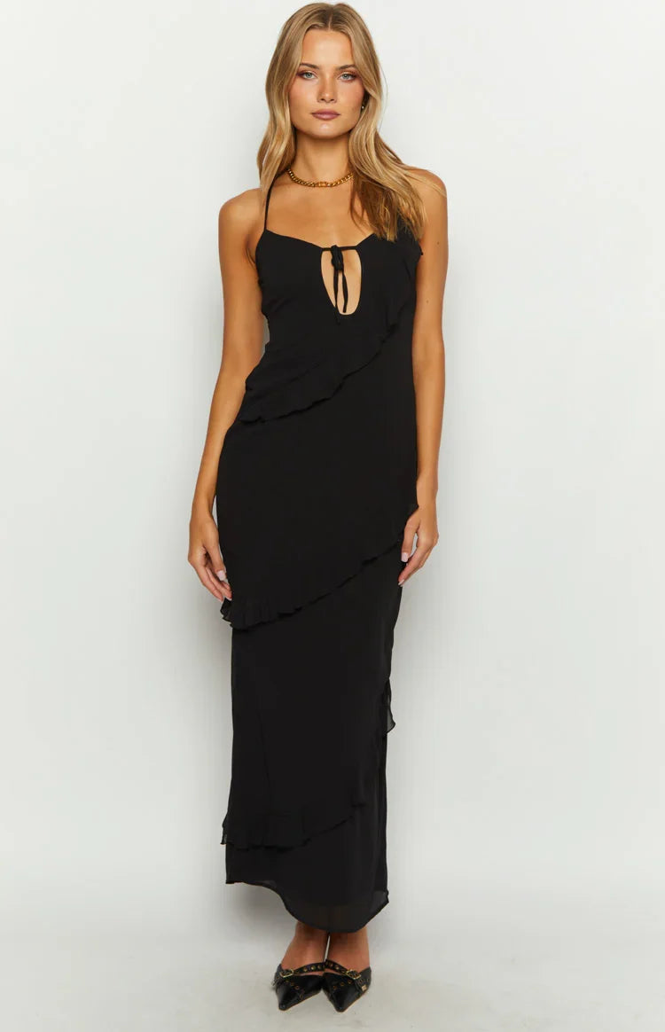 Naomi Black Chiffon Maxi Dress — 9