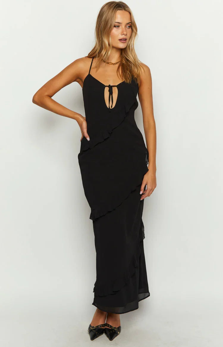 Naomi Black Chiffon Maxi Dress — 10