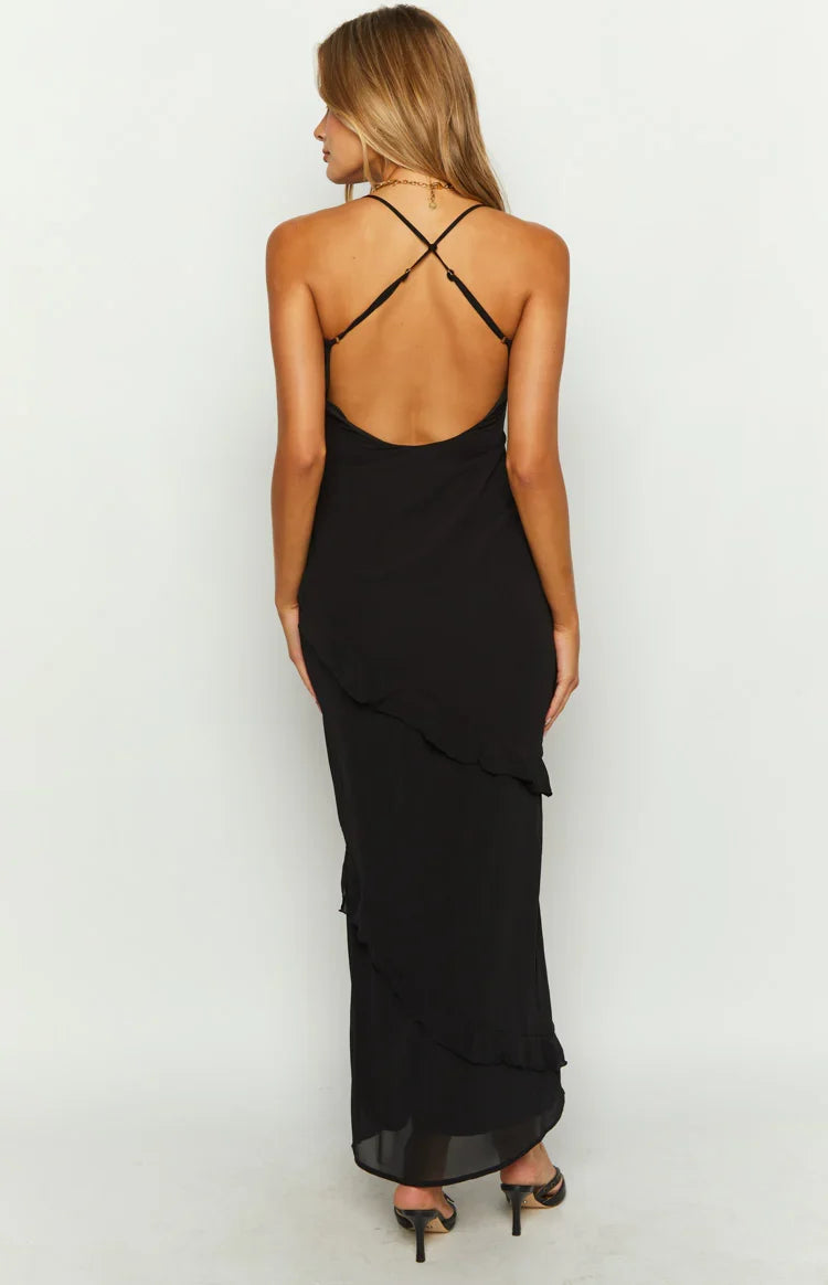 Naomi Black Chiffon Maxi Dress — 12