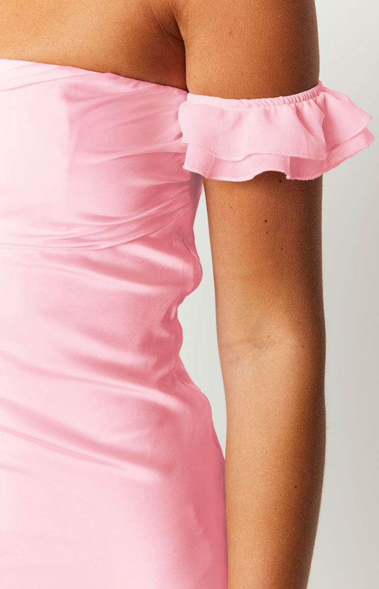 Silvia Pink Satin Mini Dress — 12