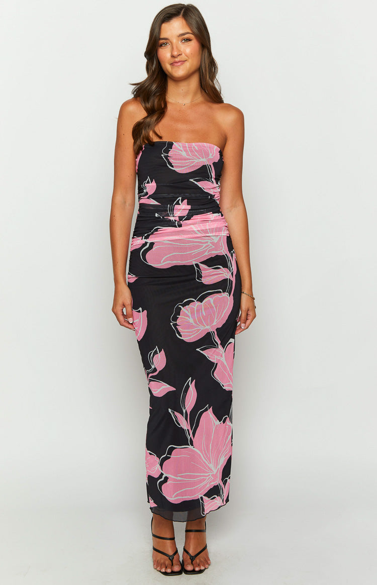 Imogen Black Print Maxi Dress — 1