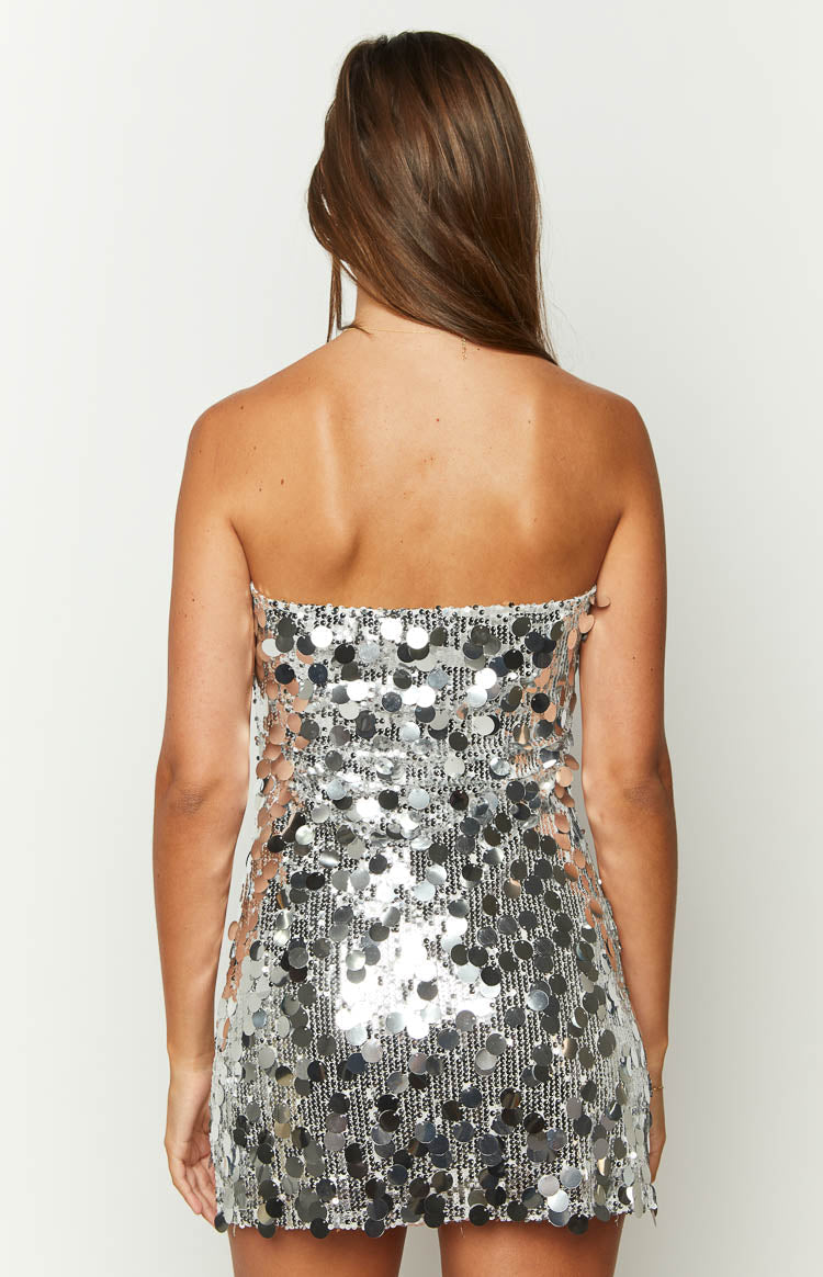 Radiant Silver Sparkle Mini Dress — 6