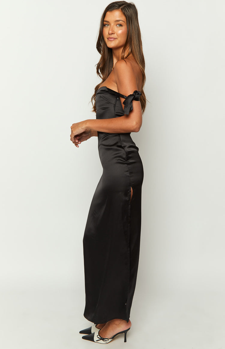 Sheridan Black Satin Maxi Dress — 4