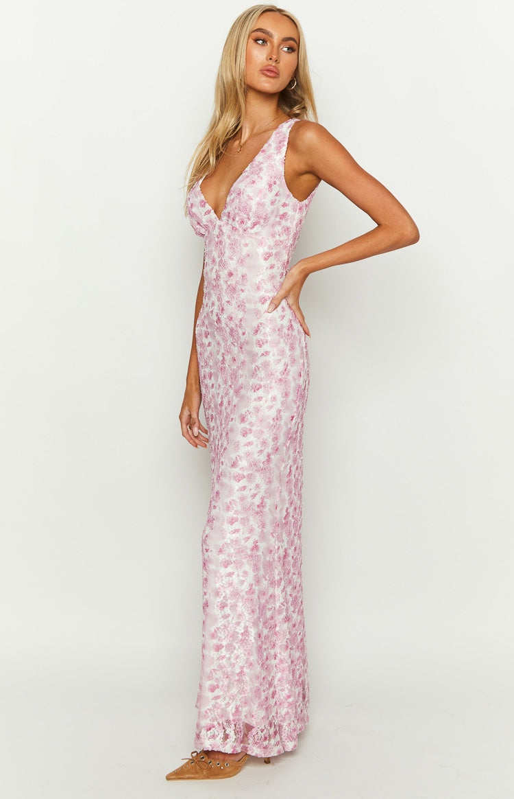 Farida Pink Lace Maxi Dress — 4
