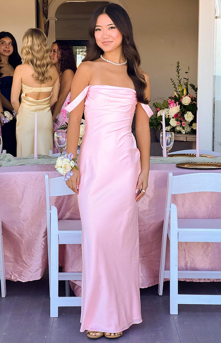 Ella Light Pink Off Shoulder Maxi Dress — 1