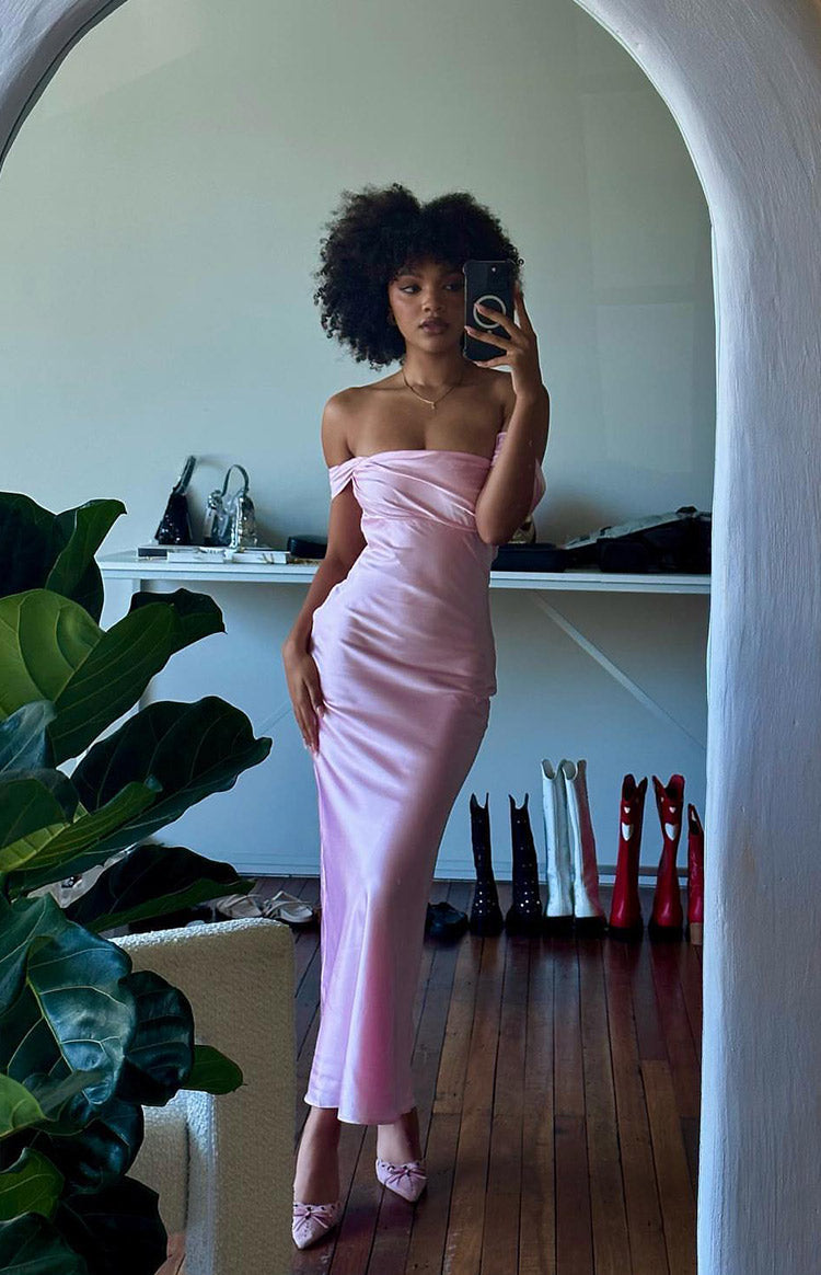 Ella Light Pink Off Shoulder Maxi Dress — 13