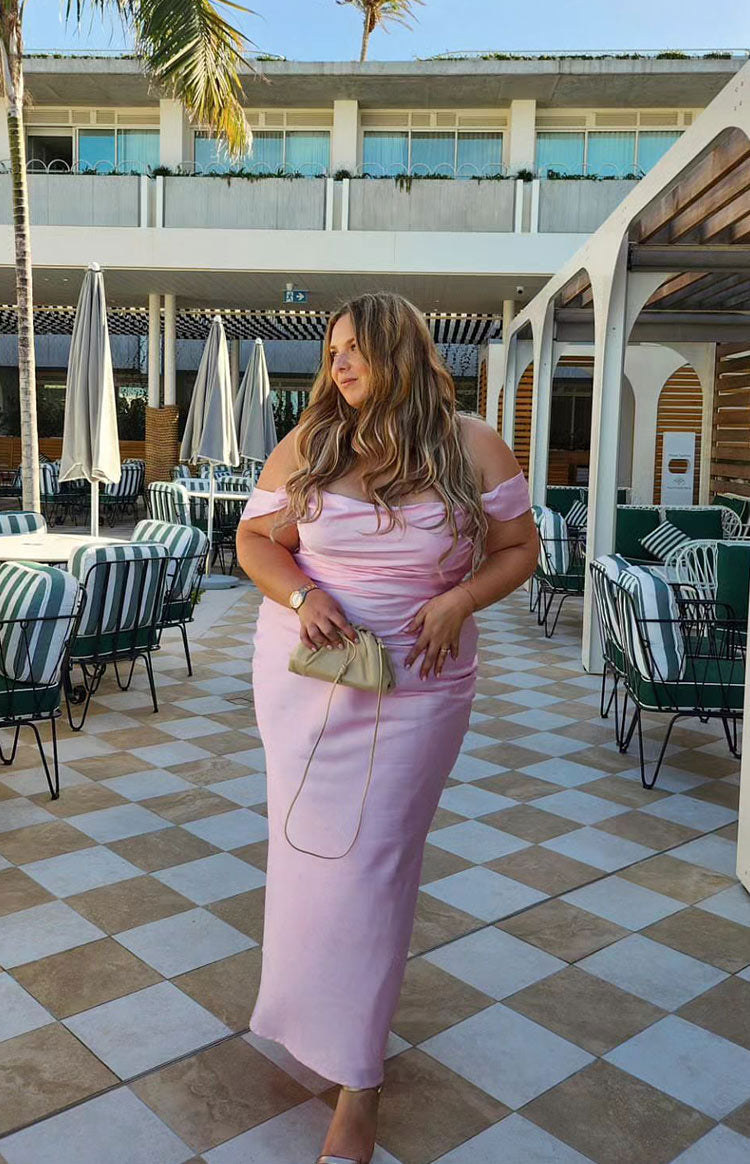 Ella Light Pink Off Shoulder Maxi Dress — 14