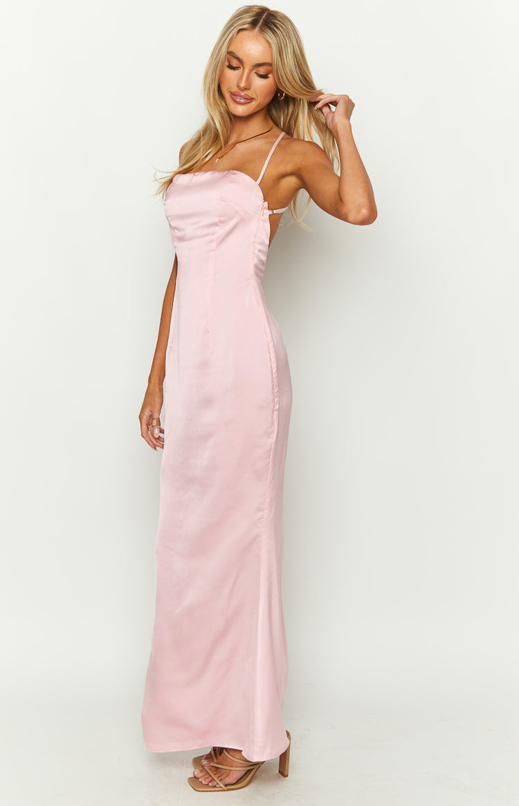 Party Girl Pink Satin Maxi Dress — 4