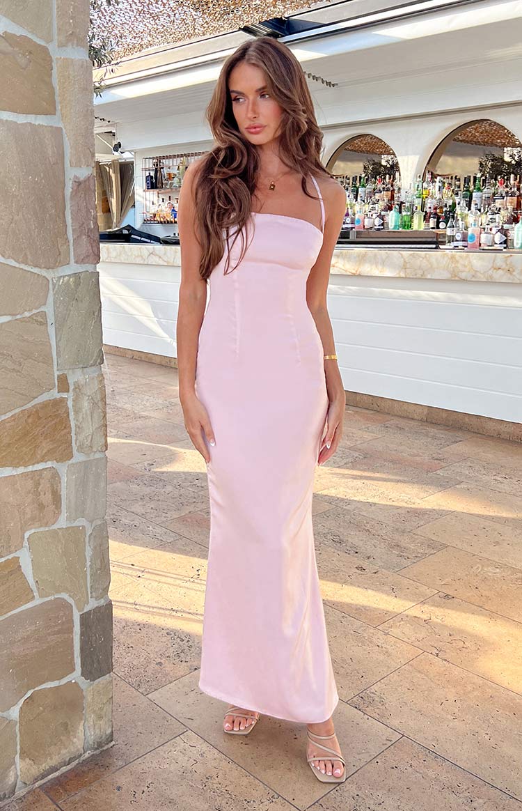 Party Girl Pink Satin Maxi Dress — 9