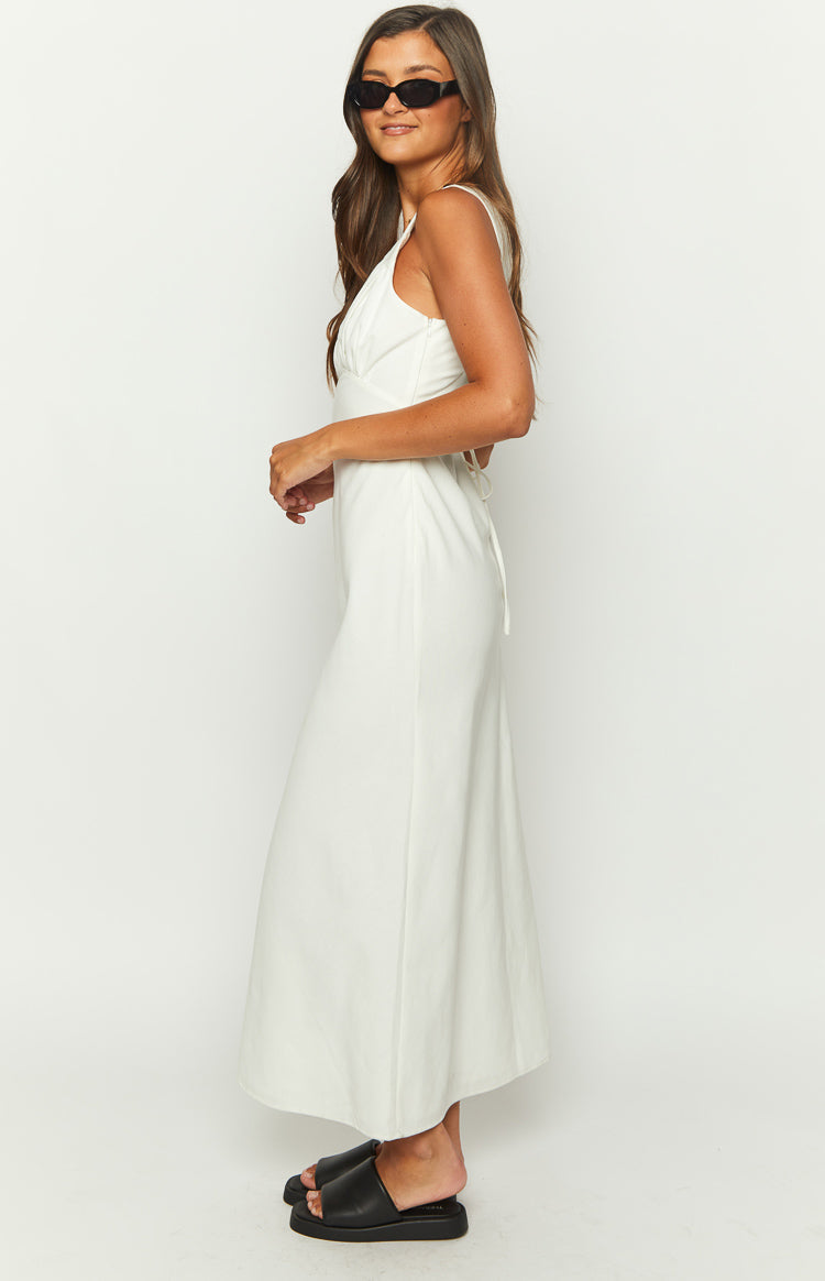 Verlaine White Linen Blend Maxi Dress — 4